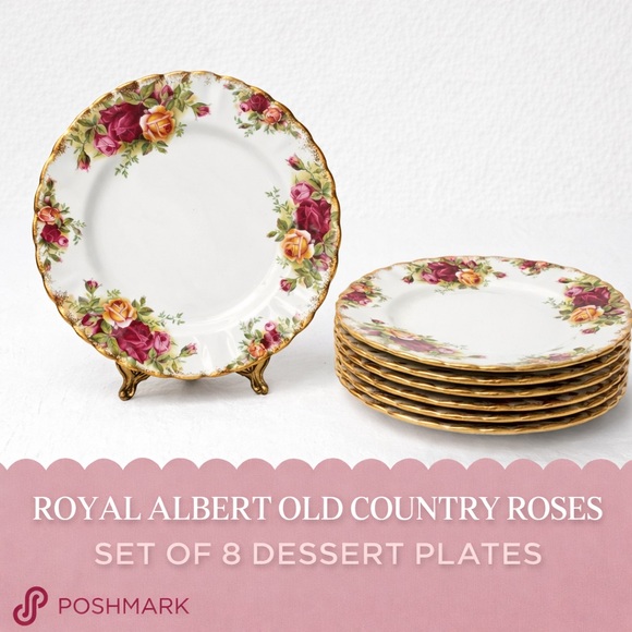 Royal Albert Old Country Roses Plates Set of 6 Dessert Plates Englan